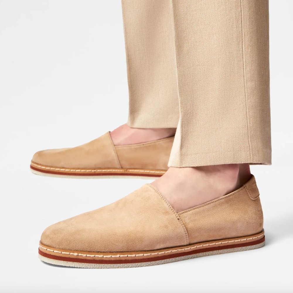 NWB Tod's Pantofola Gomma Super Sottile Suede Slip-Ons Beige 9 US